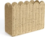 Woven Natural Fibre Magazine Holder, Scalloped Edge Floor Rack, Hand-wo. Fixed Price $60.99.
