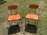 Vintage Set Two Orange Hamilton Cosco Retro Folding Lawn Chairs 30" Model 90. Fixed Price $149.97.