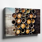 Vibrant, Top-down View Array Coffee Cups Arranged Wall Art Canvas Print. Fixed Price $89.90.