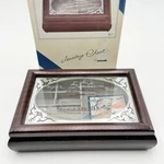 Vintage Powell Jewelry Chest Model 517 Clipper Ship Wood Glass Top - Og Box. Fixed Price $44.99.
