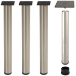 Hafele 635.61.495 Set Of Heavy Duty 34.5"H E-leg 2.5"D Table Legs Satin Nickel. Fixed Price $129.97.