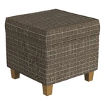 Benjara Pyp Square Storage Ottoman- 18" Brown Windowpane Fabric- Wood Legs. Fixed Price $120.58.