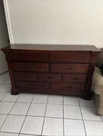 Brown Dark Wood 4-DRAWER Dresser Solid Freestanding Bedroom Furniture. Fixed Price $100.00.