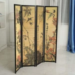 Chinese Calligraphy Design Wood & Bamboo Hinged 4 Panel Screen Room Dividers. Fixed Price $219.99.