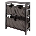Winsome Leo 2-TIER Wide Storage Shelf 3 Foldable Woven Baskets For Living Room. Fixed Price $141.86.