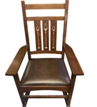 Stickley Inlay Harvey Ellis Mission Arts & Craft 1CHERRY/1OAK Rocking Chairs. Fixed Price $1650.00.
