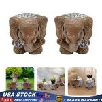Brown Elephant Ceramic Garden Stool Trunk Up Side Table Glossy Accent 2PCS 9". Fixed Price $65.91.