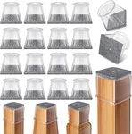 24 Pcs Chair Leg Floor Protectors Square, Silicone Felt Furniture Pads Caps. Fixed Price $31.99.