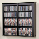 Black Finish Wood Media Storage Cabinet Cd Dvd Movie Organizer Wall Mount Shelf. Fixed Price $219.90.