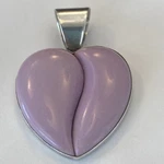 Sterling Silver Desert Rose Trading Jasper Heart Pendant Light Purple Signed. Fixed Price $125.25.