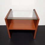 Vtg Ikea 1990S Two Tiered Ramberg Plywood Bedside End Table With Glass Top. Fixed Price $65.00.