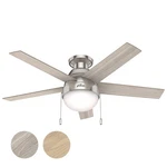 Hunter Fan 46 Inch Brushed Nickel Low Profile Indoor Ceiling With Light Kit. Fixed Price $99.99.