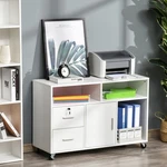 Wooden Media Rolling Storage Cabinet W/shelves, Locking Drawer, Keys And Wheels. Fixed Price $107.99.