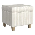 Benjara Pyp Square Storage Ottoman- 18" Ivory Pinstripe Fabric- Brown Legs. Fixed Price $120.97.