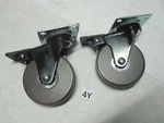 18 Qty New Designer Wooden Swivel 3" Casters Walnut Clear Rings Black Yoke 110LB. Fixed Price $60.79.