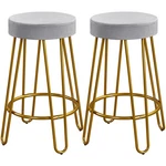 Yaheetech Bar Set Of 2, Velvet Round Counter Stools, Grey. Fixed Price $90.99.