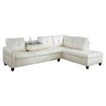 Pemberly Row Contemporary Faux Leather Sectional Sofa Shiny White. Fixed Price $655.78.