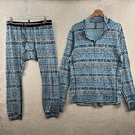 Backcountry Merino Baselayer Set Top And Bottom Mens Large Blue Geometric Wool. Fixed Price $69.95.