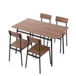 Small Space Modern 5-PIECE Rectangular Dining Set Mdf Walnut Metal Base 4 Chairs. Fixed Price $218.99.