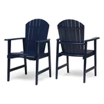Rustic Acacia Wood Adirondack Dining Chairs - Navy Blue Finish, Slatted Design,. Fixed Price $316.92.