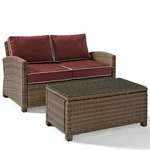 Crosley Furniture Bradenton 2 Piece Fabric Patio Sofa Set In Brown/sangria Red. Fixed Price $829.99.