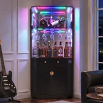 Corner Bar Cabinet With Rgb Lights,wine Liquor Stand Glass Holder. Fixed Price $209.99.
