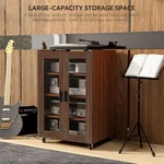 Av Media Storage Cabinet W/ 4-TIER Shelves Tempered Glass Doors Lockable Wheels. Fixed Price $143.99.