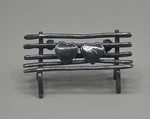 Women Brooch Sterling Silver 925 Standing Bench With Double Hearts. Fixed Price $39.93.