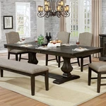 Dining Room 1PC Table Dual Pedestal Trestle Base Espresso Molded Detail. Fixed Price $1216.42.