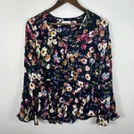 Parker Floral Top Women Xs Blue Silk Blend Romantic Cottage Feminine Ruffle. Fixed Price $19.99.