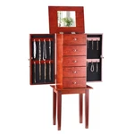 Jewelry Cabinet Armoire Standing Storage Chest With 4 Drawers & Mirror. Fixed Price $106.07.