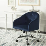 Safavieh Amy Tufted Linen Chrome Leg Swivel Office Chair Navy /. Fixed Price $291.03.