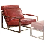 Acme Quinto Accent Chair Antique Red Top Grain Leather And Stainless Steel. Fixed Price $1322.66.
