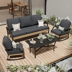 Outdoor Patio Rattan Conversation Furniture Set With Coffee Table, Rocking Chair. Fixed Price $449.99.