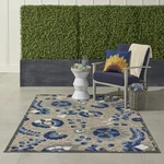 Nourison Aloha Indoor/outdoor Natural/blue 5'3" X 7'5" Area -rug, Easy. Fixed Price $101.49.
