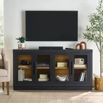 Better Homes & Gardens Ezra Console Stand Glass Doors For Tvs Up To 70" Black. Fixed Price $269.92.