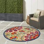 Nourison Home Aloha Red Multicolor 53 X Round Area Rug - Easy Clean Non. Fixed Price $144.23.