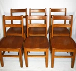 Solid Oak Wood Set Of 6 Desk Chairs 27" Southern Company Hickory 1940S. Fixed Price $599.00.