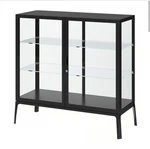 Ikea Milsbo Glass Door Cabinet Anthracite / Black Metal 904.523.04 - Pickup Only. Fixed Price $200.00.