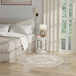 Nourison Grafix Ivory Eige 4' Round Area Rug - Easy Cleaning, Non Shedding,. Fixed Price $48.63.