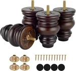 4 Inch Furniture Legs Set Wooden Bun Feet For Couch Sofa Ottoman Mid. Fixed Price $37.93.