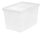 Iris 68QT Clear Storage Box Snap-tight Lid Stackable 24X16.25X14". Fixed Price $28.00.