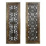 Benzara Floral Hand Carved Wooden Wall Panels- Assortment Of Two- Brown. Fixed Price $75.99.