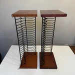 Lot Of Atlantic 22 Dvd Game Storage Stackable Rack Tower Cherry Wood Black. Fixed Price $32.99.