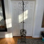 Powell Reflections Wrought Iron Coat Tree With Umbrella Stand For Entryway. Fixed Price $100.00.