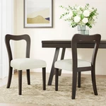 Dining Chair Set Of 2 Dark Brown Beige Rubberwood Upholstered. Fixed Price $131.80.