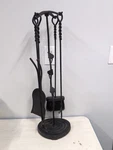 Unique Black Fireplace Iron Hearth Tool Set Twisted Steel Handles W/vine Accent!. Fixed Price $91.80.