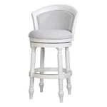 Emily 31IN. White Wood Barrel-back Swivel Stool With Light Gray Upholstery. Fixed Price $330.64.