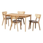 Baxton Studio Dannell Grey Fabric And Natural Oak Wood 5-PIECE Dining Set. Fixed Price $613.10.