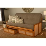 Pemberly Row Full-size Wood Futon Set With Storage And Stone Mattress. Fixed Price $928.60.